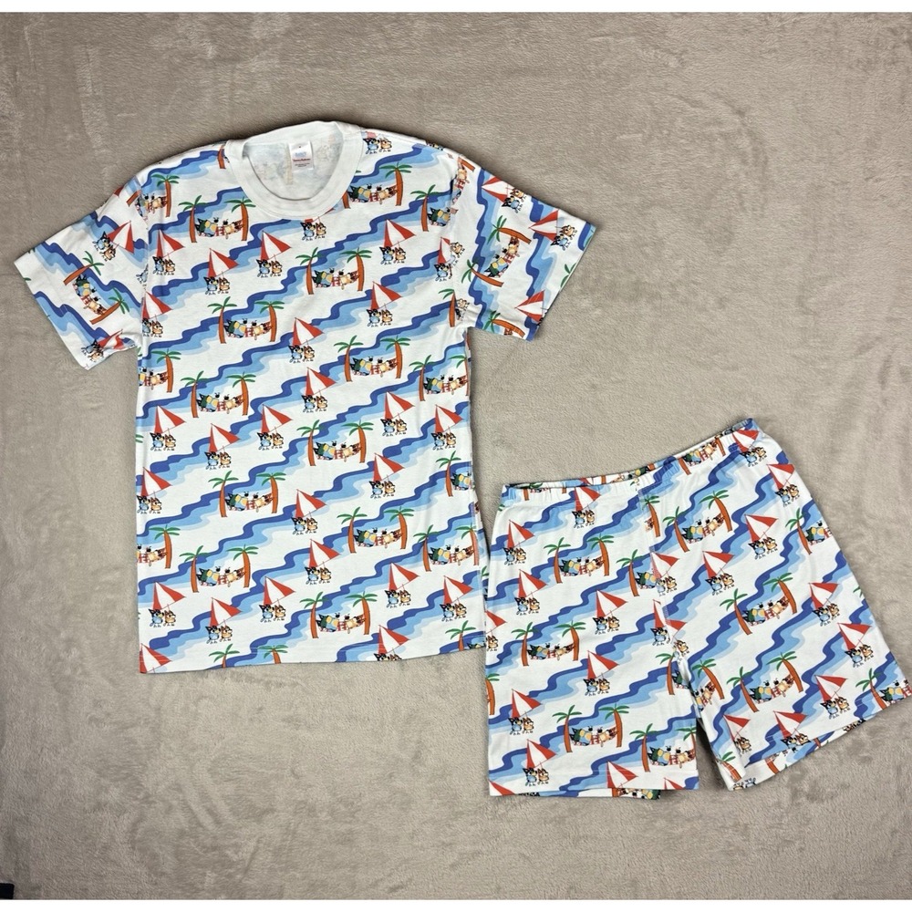 Hanna Andersson Bluey & Bingo Pajama Short Set Womens M Organic Cotton Whimsy